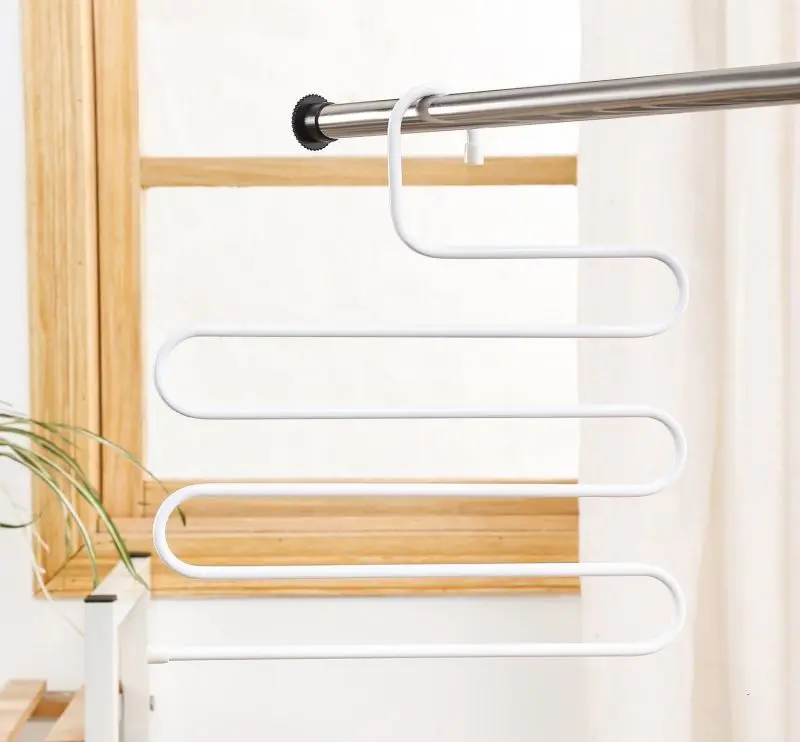 5 Layers of Metal Pants Hangers Closet Storage Organizer Hangers Pants Jeans Scarf Hanging Metal Pants S-type Hanger