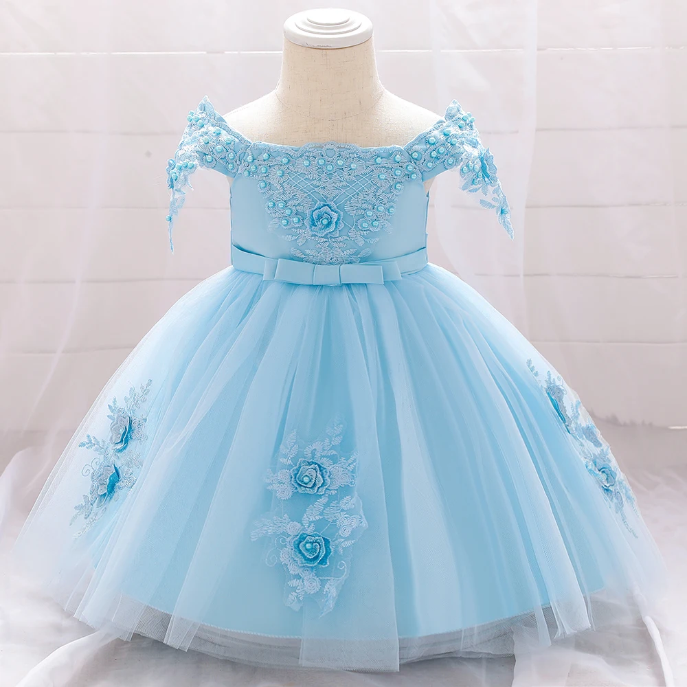 Kids Wedding Dresses 1st Birthday Princess Party Tutu Lace 2 Year Old Clothing Little Children Frocks Designs Baby Girl Dress