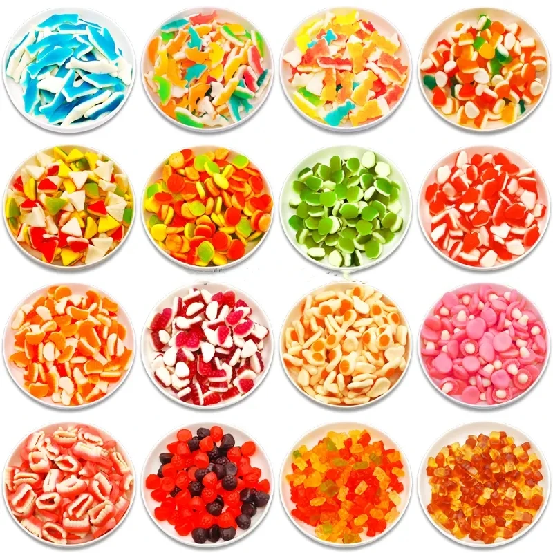OEM Confectionery supplier Wholesale custom private labels fruit gummy candies gummy worms gummy bear sweets fruit jelly