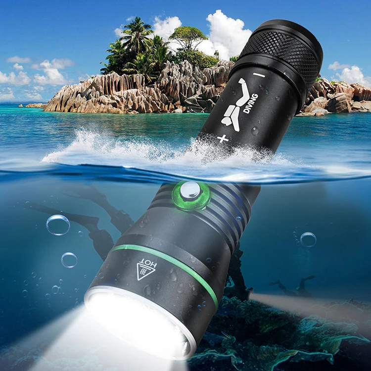 Boruit 110m Diving Depth Underwater Flashlight 3000lumens Scuba Diving Torch Aluminum Alloy Professional Diving Flashlight