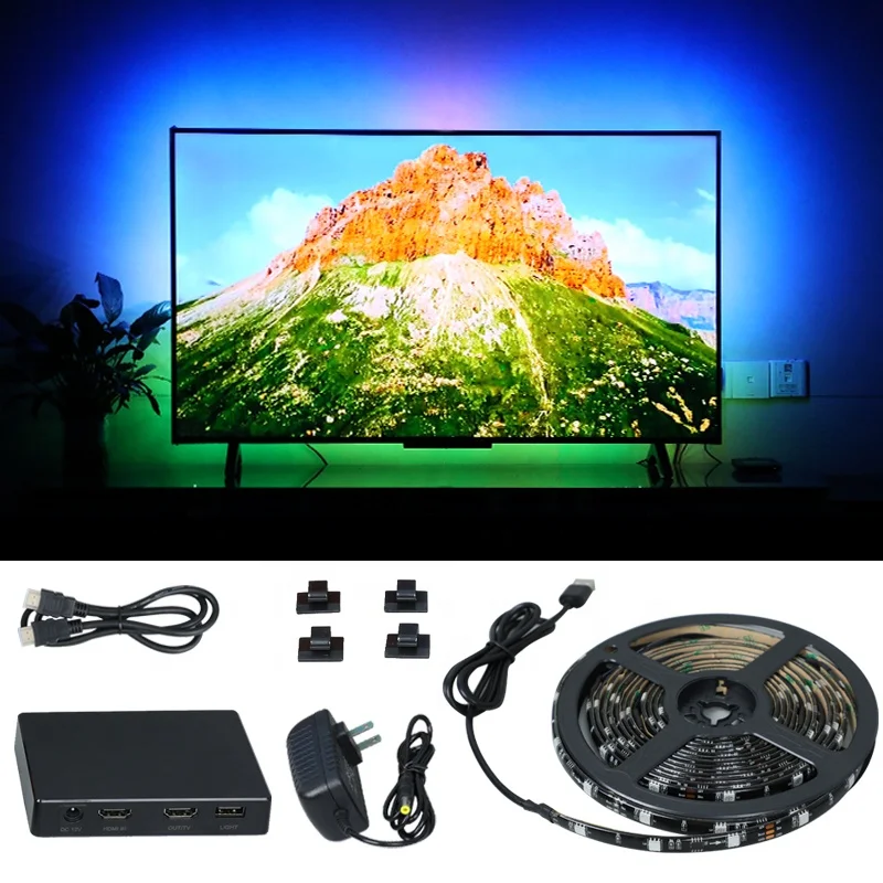 HDMI Sync Box TV Backlight Strip Adaptive 55-85 Inch TV Screen Waterproof RGBIC TV LED Backlight with HDMI Sync Box