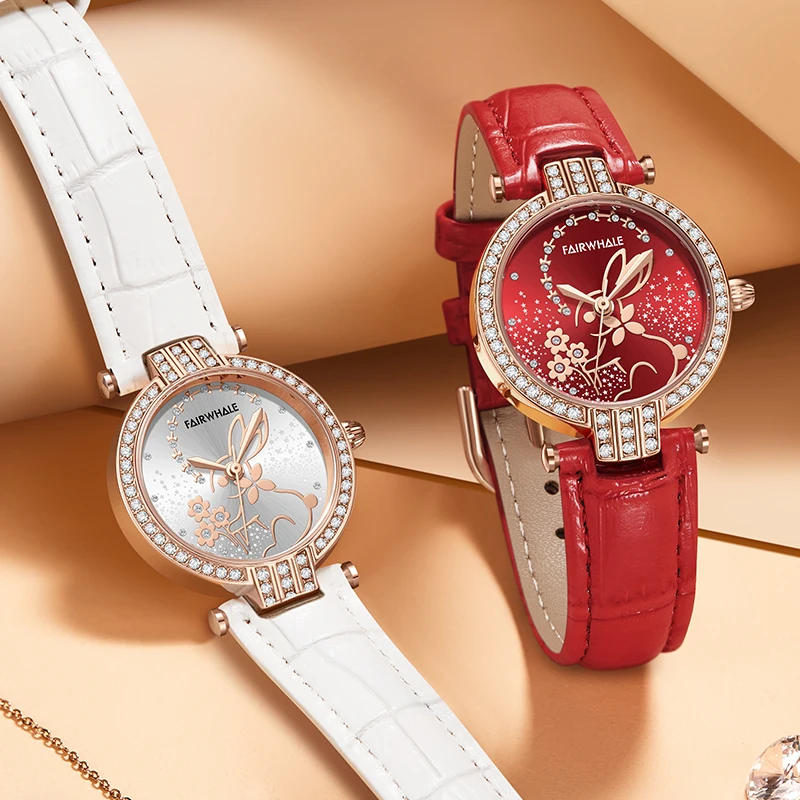 Chinese Rabbit Year Design Watch Luxury Lady Diamond Quartz Wrist Watches For Women