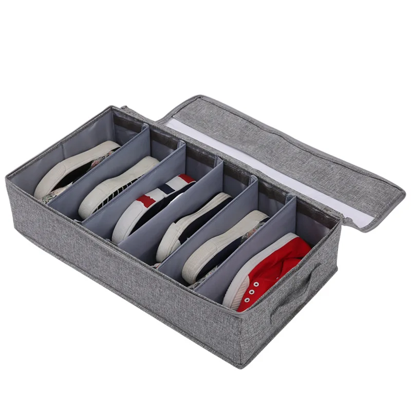 Clear Foldable Shoes Organizer with Reinforced Handles Underbed Shoes Storage Containers