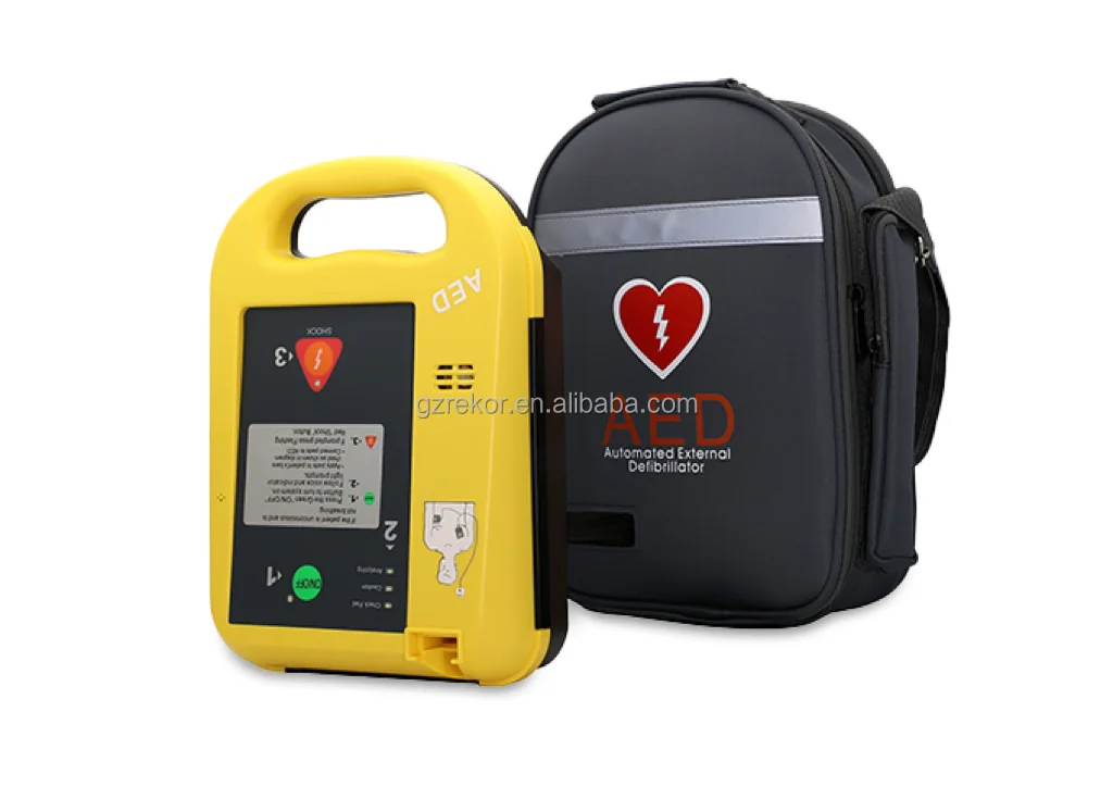 Portable aed Automatic External defibrillator monitor simulator machine trainer kit with pad and battery for first aid