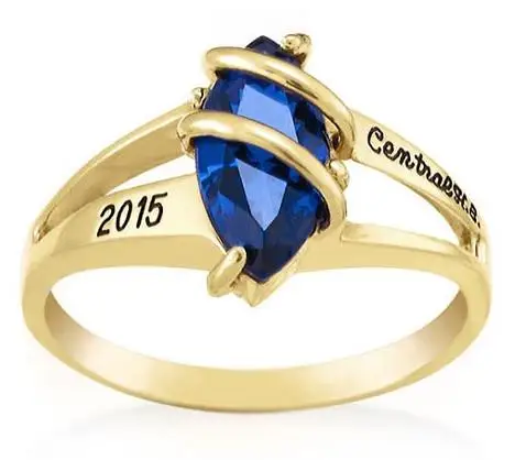 popular stainless steel gold plating custom mens high school college graduation class ring with CZ stones wholesale