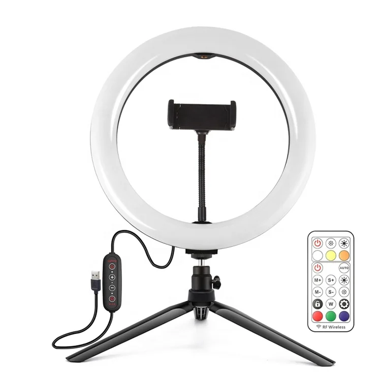 Hot sales Photography Lighting MJ26 RGB Ring Light With Tripod Phone Clip Selfie for TikTok Vlogging Short Video YouTube Live