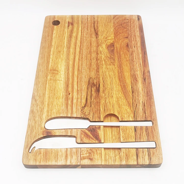 New Design Wooden Cutting Board Charcuterie Platter with Gold Knife Set Acacia Wood Cheese Serving Board