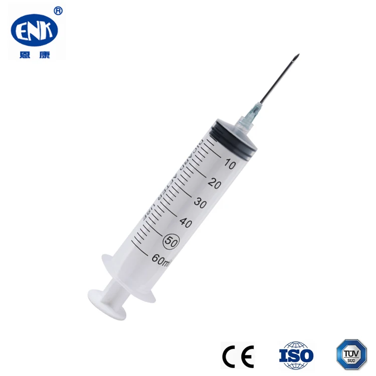 Sterilized 3 Parts Plastic Medical Disposable 60cc Luer Lock Syringe