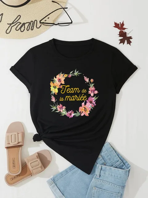 Wedding Party Clothes Bride Team Bride T-Shirt Team Bride Bachelorette Wedding Party Women Evjf Tee Bridesmaid Group T-shirts