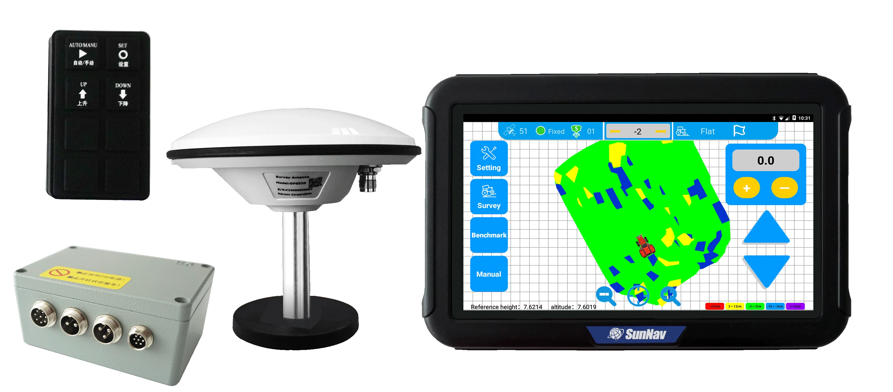 SunNav AG2000 Leveler GPS agriculture land leveling system blade Trimble Field Level II Moba scraper