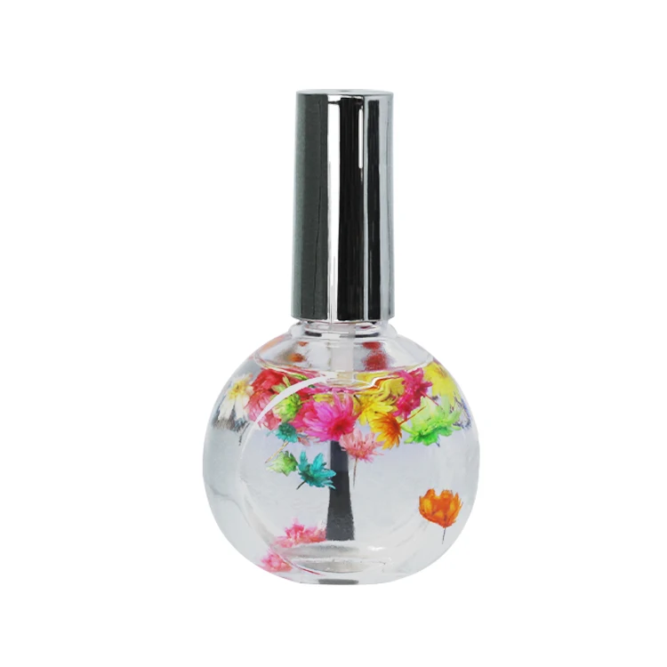 High Quality Cuticle Oil Bottle Brush Cap Nail Cuticle Oil For Nail Care With Dried Flower