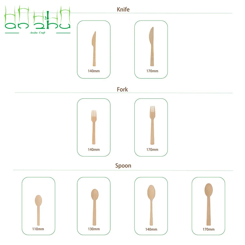 2023 Factory Wholesale Prices Disposable Tableware Bamboo Cutlery Spoon Fork Knife Manufacturer