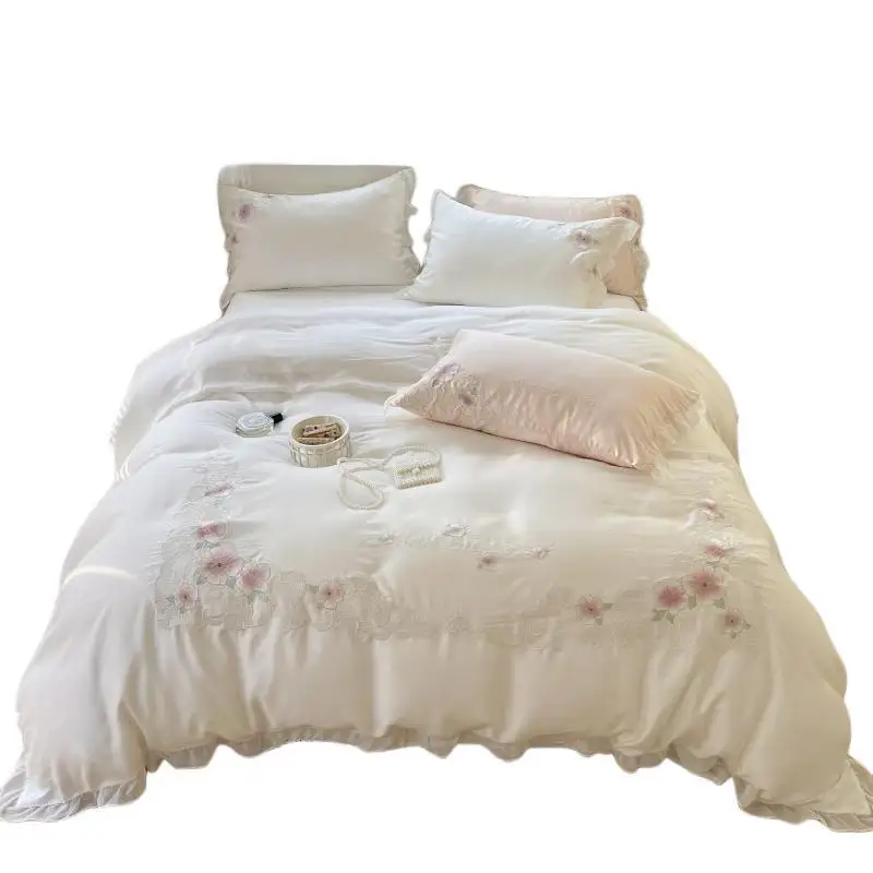 Новое плоское одеяло 100% хлопковое постельное белье Роскошный домашний текстиль Свадебные постельные принадлежности простыни наволочки