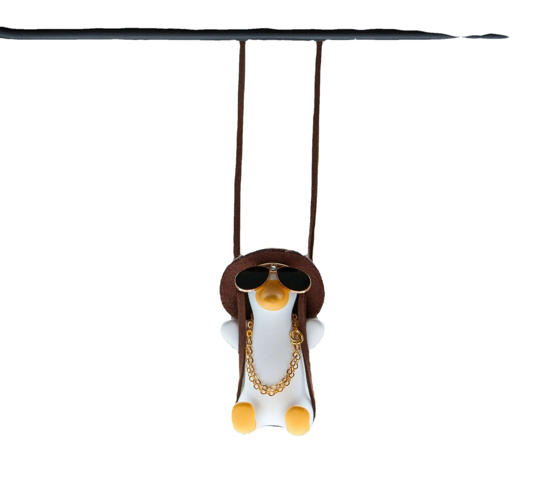 Animal Swinging Duck Car Hanging Ornament Wear Sunglasses Guitar Plaster Automotive Decoration Car Pendant Interior Accessories