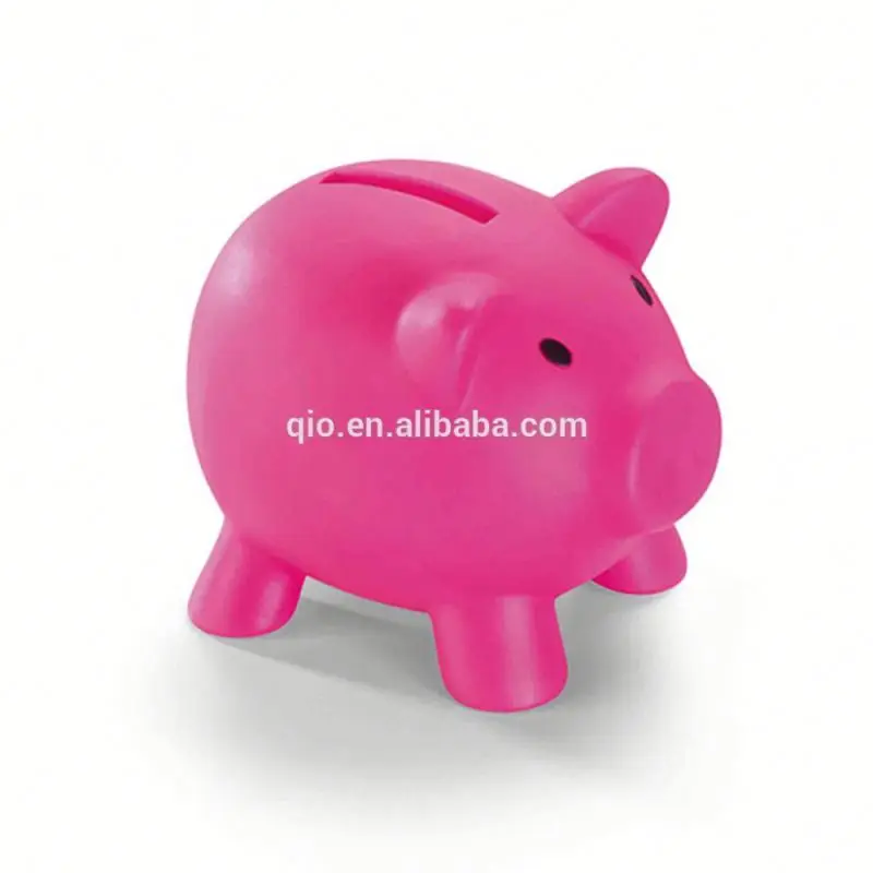 piggy shaped plastic pvc coin bank and money box coin can with bottom lid