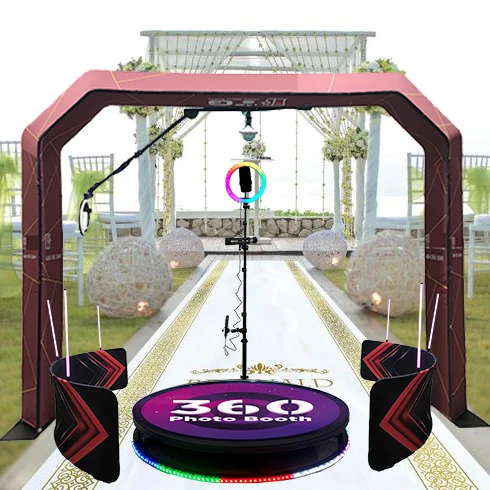 Automatic Rotating 3D Overhead 360 Photo Booth Top Automatic Spinner Photo Booth Selfie Video Machine Camera with Led Fill Light