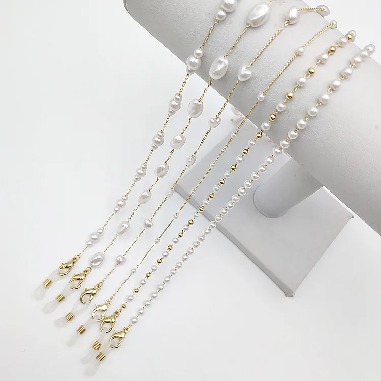 New Arrival Amazon Mask Anti-dropping Chain Gold Plated Alloy Heart Neck Strap Rope Pearl Mask Chain Women Girls Glasses Chain