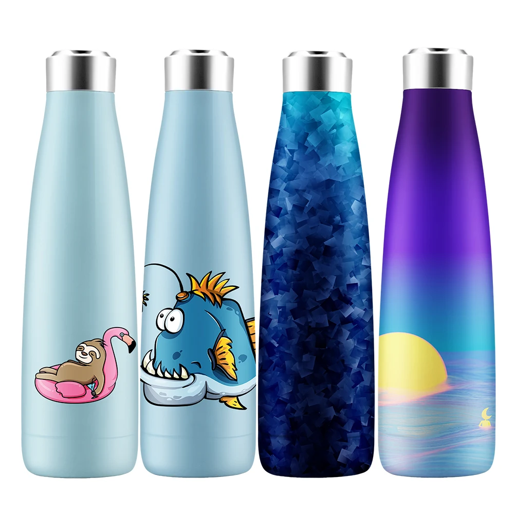 Portable 300ml 500ml Stainless Steel Bottle Insulated Vacuum Flask matte rubber Powder Coated Metal Water Bottle for Sports