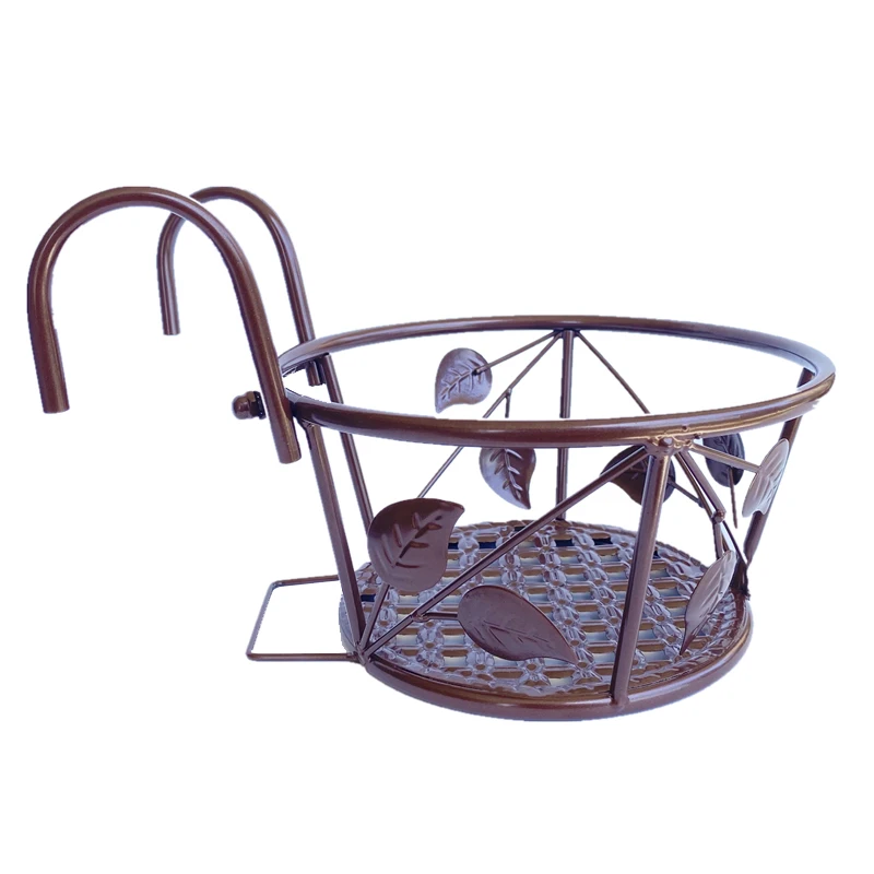 Removable Black Balcony Rail Planters Hanging Railing Plant Holder Stand Flower Pot Basket for Fence Patio Deck Planter