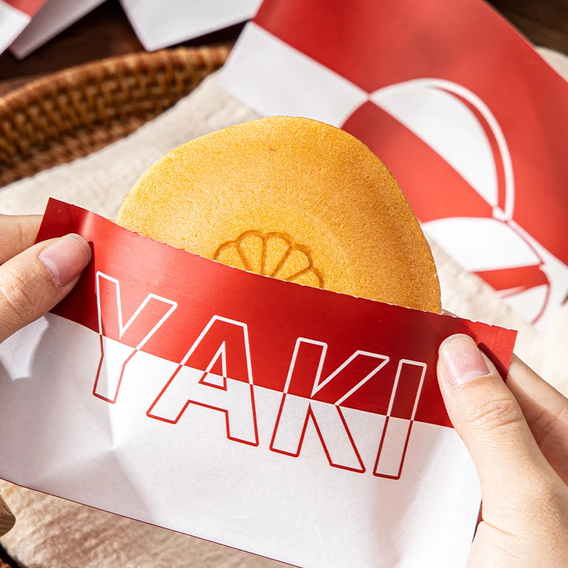 Hot Sales Custom Three Side-seal Oil-proof Dorayaki Package Paper Bag Bakery Food Packaging Bag Paper Easy To Tear Packaging Bag
