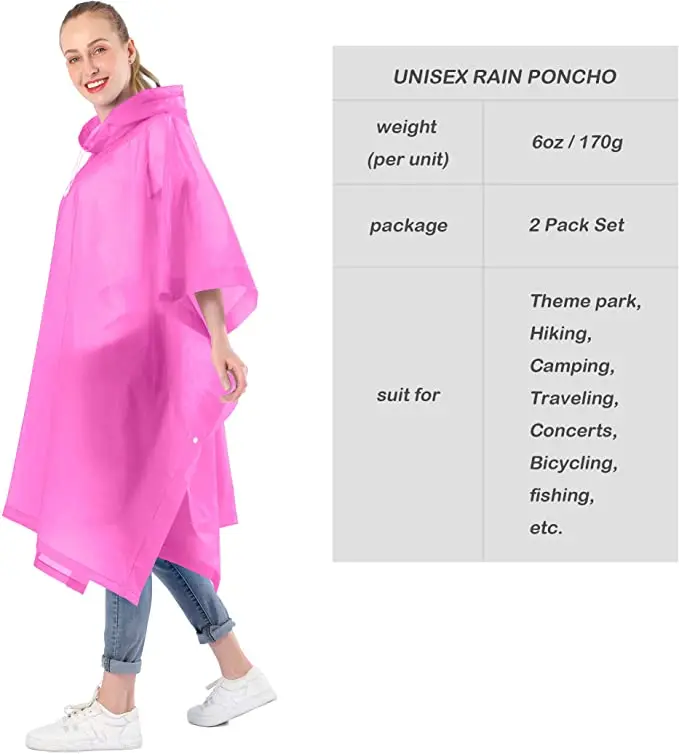 Portable Disposable Poncho Raincoats for Men Women Rain Poncho Emergency Poncho Fisherman Rain Coat