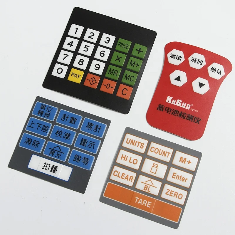 Custom multiple keys membrane graphics overlay plastic keypad overlay membrane switch keypad button
