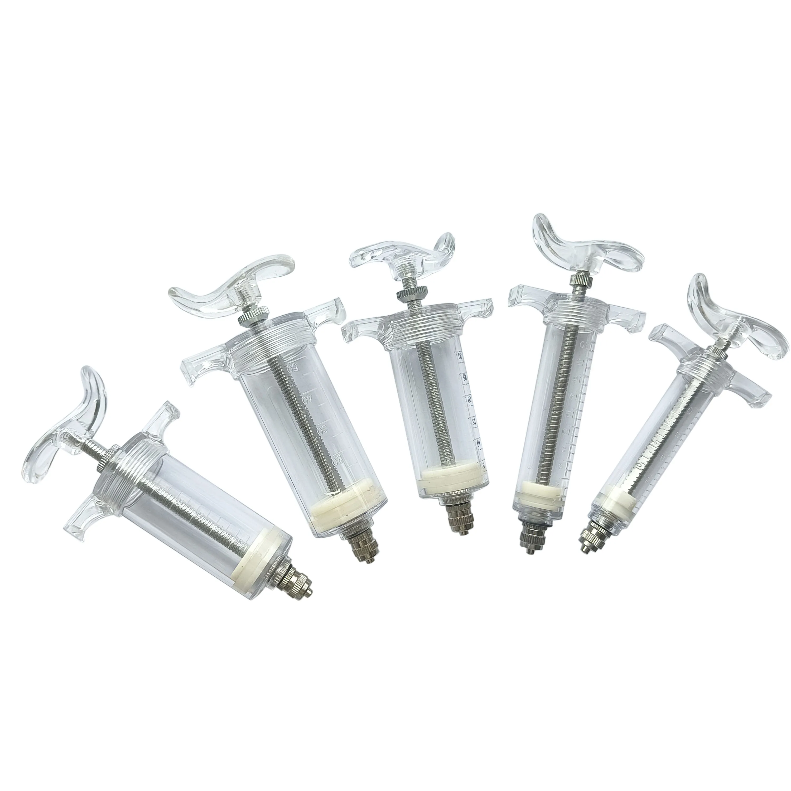 Guanyifarm factory veterinary syringe 10ml 20ml 30ml 50ml metal sterile cattle syringes for pigs