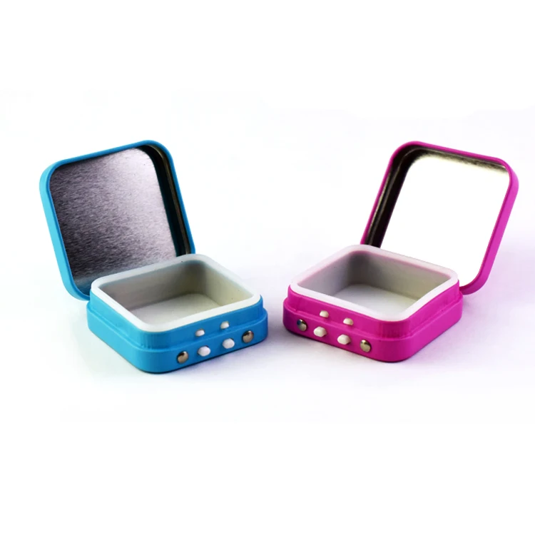 Colorful Rectangular Round Empty Child Proof Tin Soft Candy Small Tin Box with Insert
