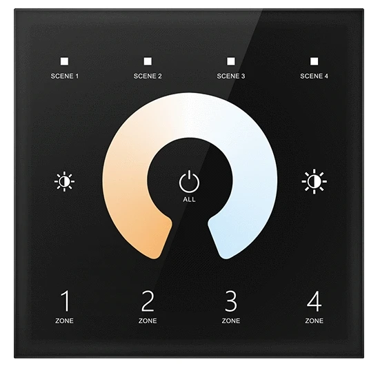 skydance T12 100-240VAC CCT DMX Master Dual Color Wall Mounted Scenes Panel switch dimmer 2.4G RF wireless Remote control 4 ZONE