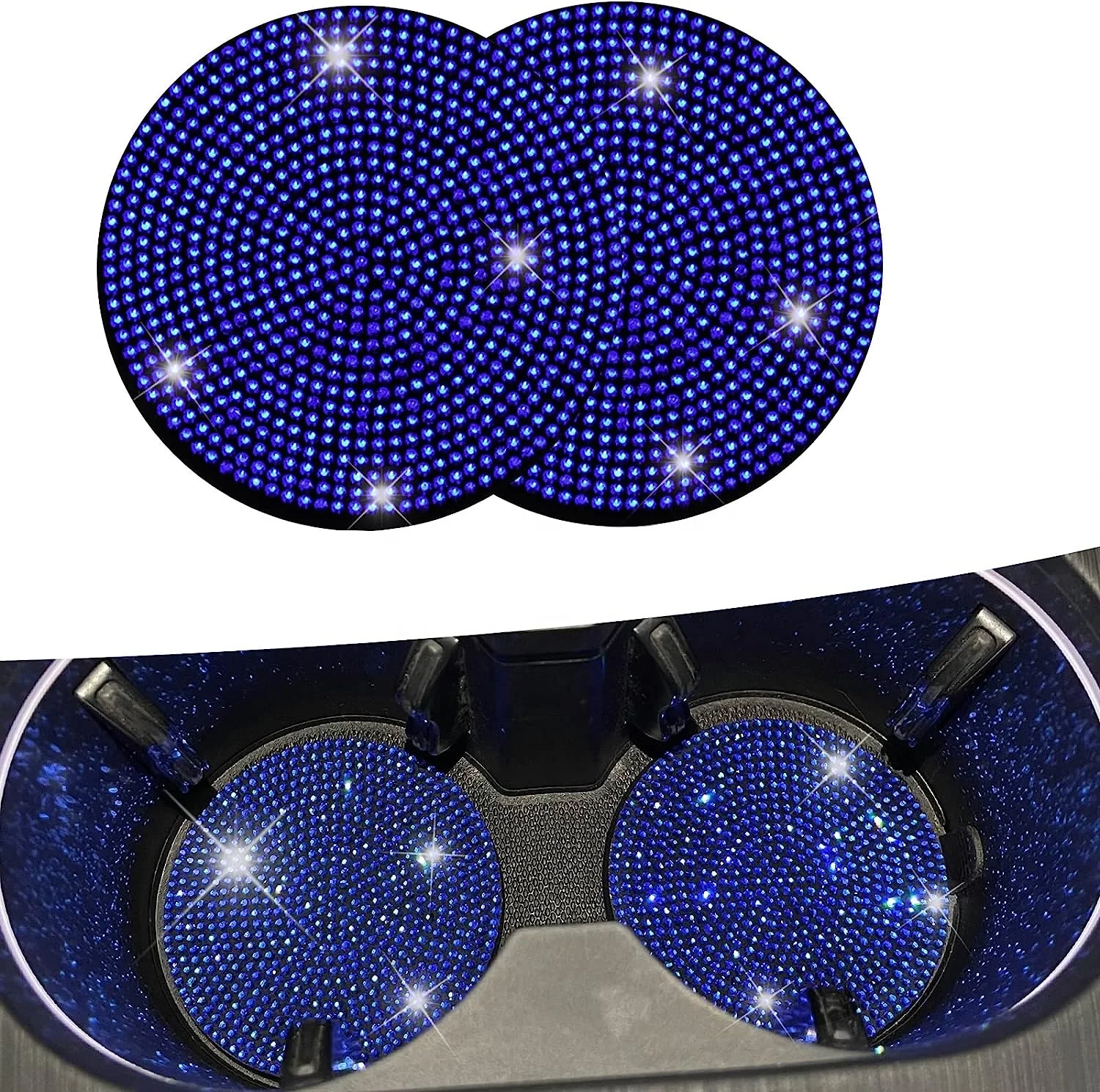 OEM&ODM Car Bling Cup Holder Coaster Crystal Rhinestone Insert Coaster Universal for Cars Vehicles SUVs for Women and Men