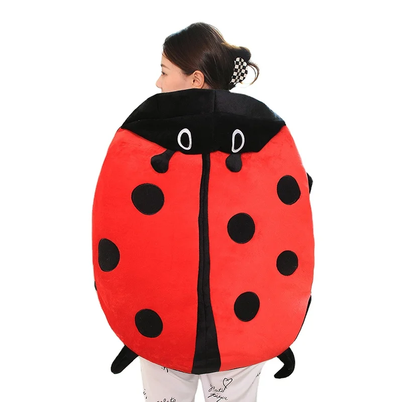 Wholesale Wearable Ladybug Plush Toy Stuffed Animal Beatle Plush Pillow for Kids Giant Ladybird Pillow Cushion