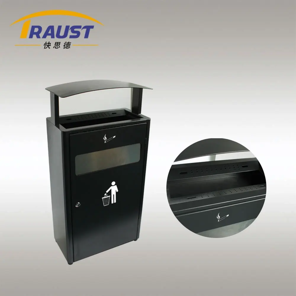 Traust outdoor metal steel dustbin trash can waste receptacle supplier waste can ashtray cigarette bin ash can ash receptacle