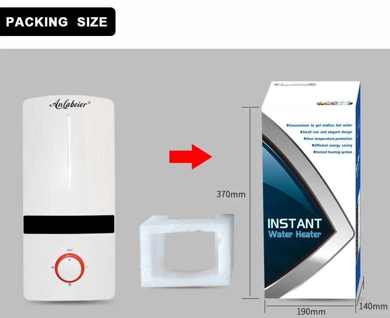 Knob switch Instant water heater Singapore Plastic case for house save electric