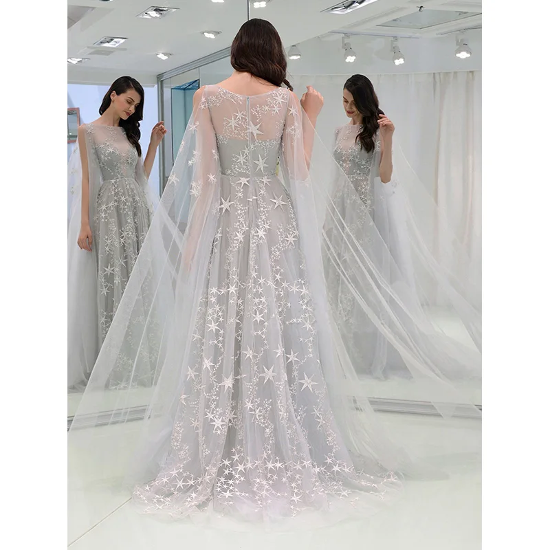 Новое модное женское сексуальное Сетчатое кружевное длинное платье без рукавов с изображением звездного неба для девушек коктейльное вечернее платье для свадьбы