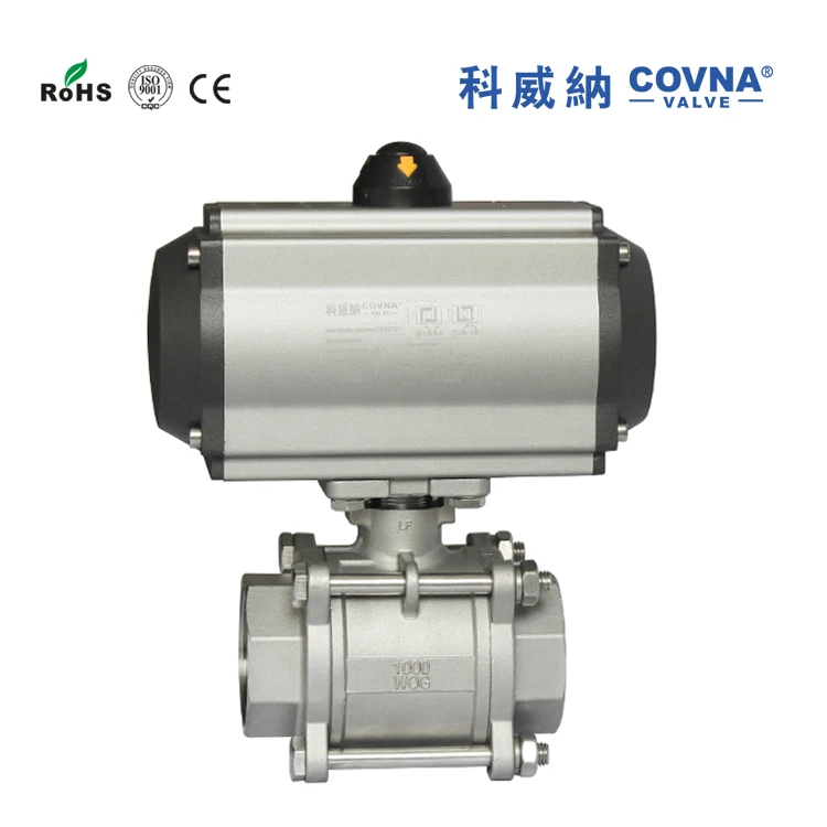 COVNA DN25 1 дюйм PN40 одноактный пружинный Пневматический шаровой клапан из нержавеющей стали