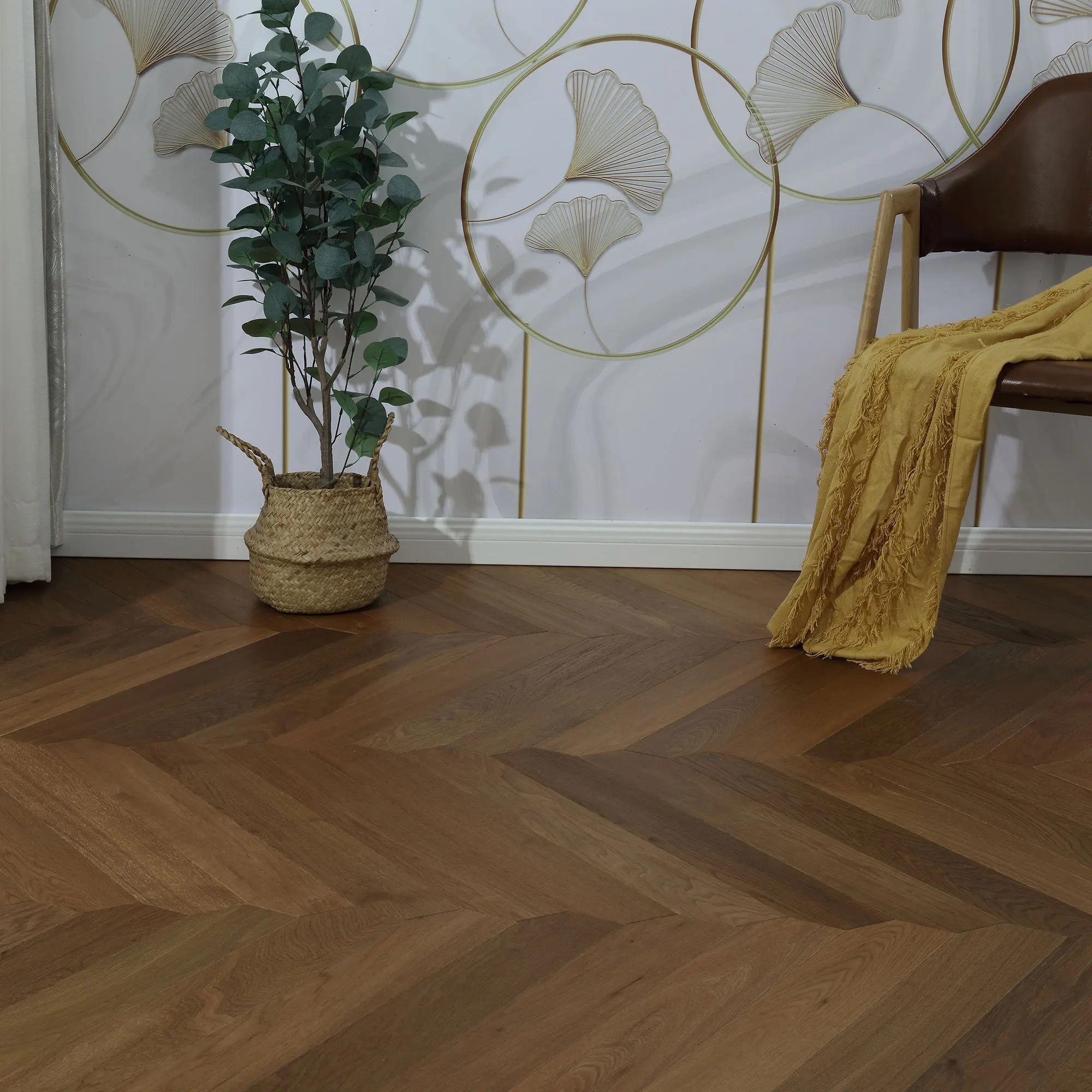 MUMU China Factory Grain Traditional Herringbone Tiles look Engineer Interior Nature Wood Floor