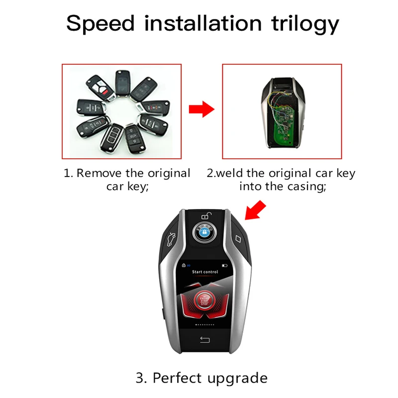 LCD Display Smart Remote Control Open Trunk Vehicle Key Keyless Entry System Modification Touch Vehicle Keys