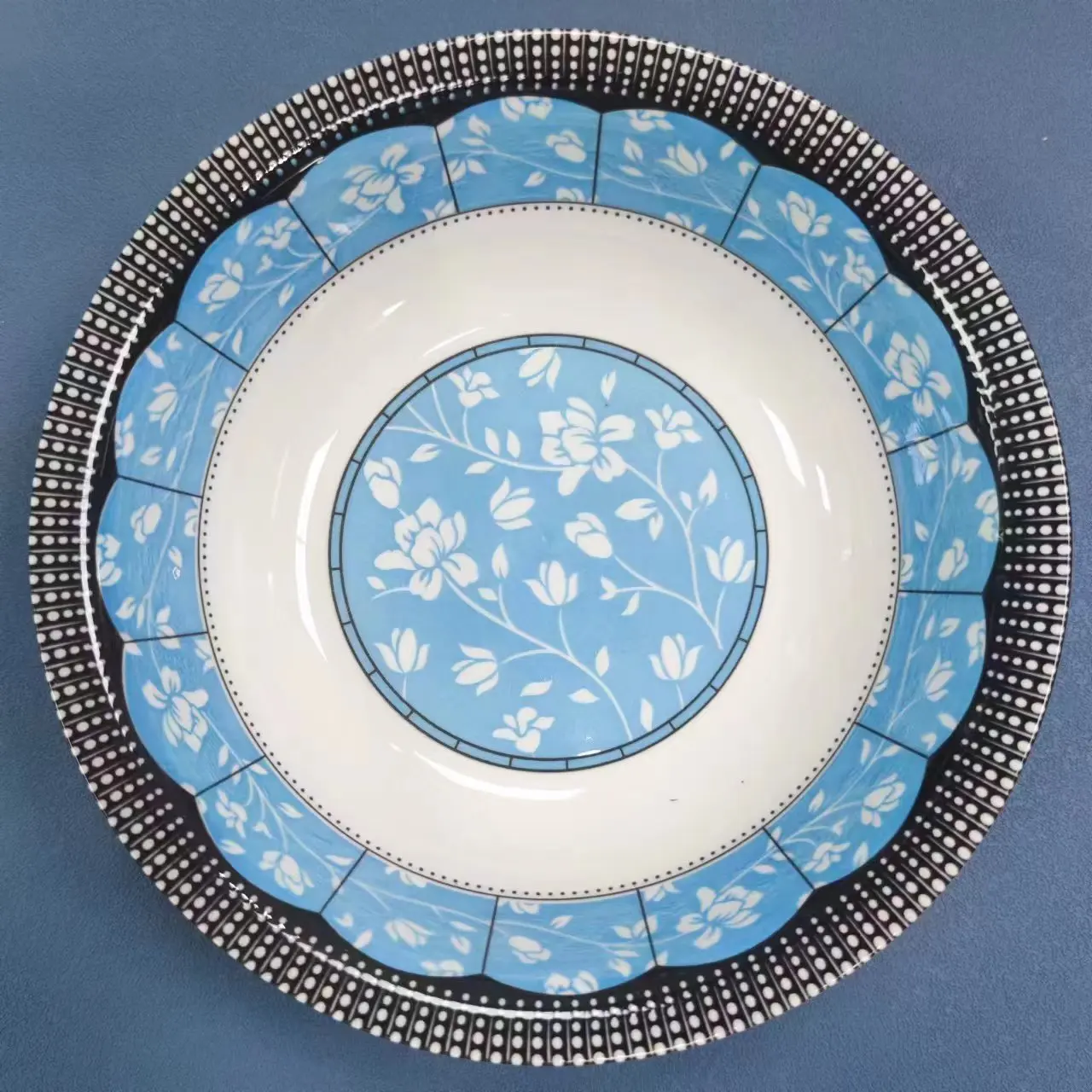 Ceramic Nice Blue Soup Plate decal Pad Print 8 inches Creative dinner plate set for breakfast cake snacks table decoration gift