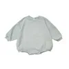 Long Sleeve Autumn French Terry Drop Sleeves Organic Cotton Baby Sweatshirt Romper Puffy Bodysuit