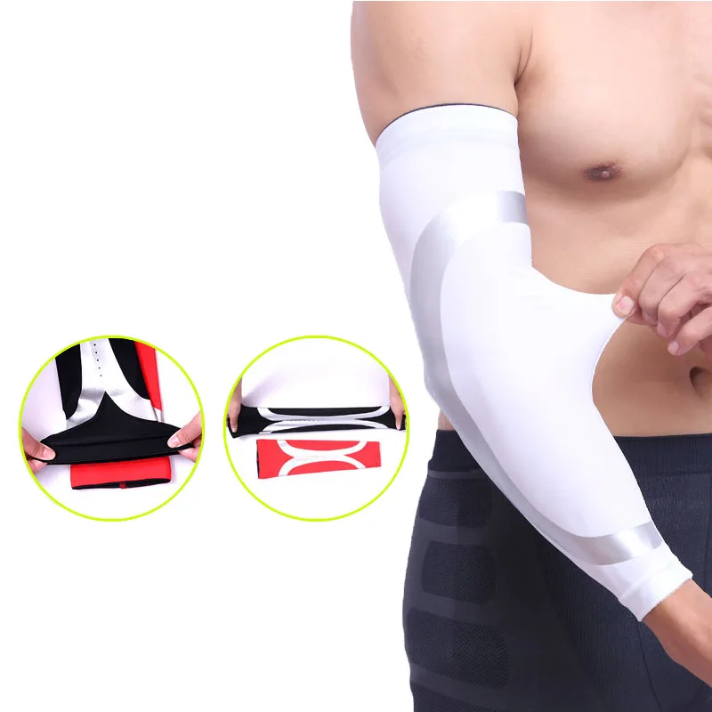 Solid Color  UV Protection Cycling Arm Sleeves for Men and Youth Fitness Elastic Sport Protector Arm Guard