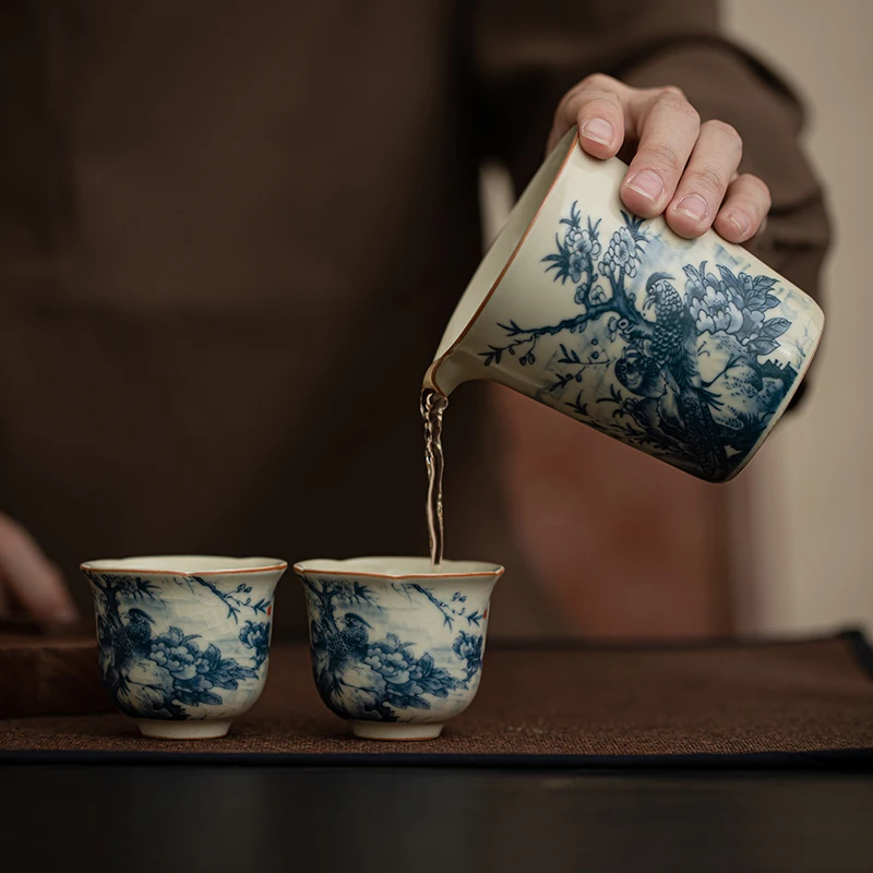 Ancient Ru Kiln Series Eco-Friendly Ceramic Cup Gold Wire Kung Fu Tea Dispenser Guadao Wings Open fair mug Beautiful Glaze Gift