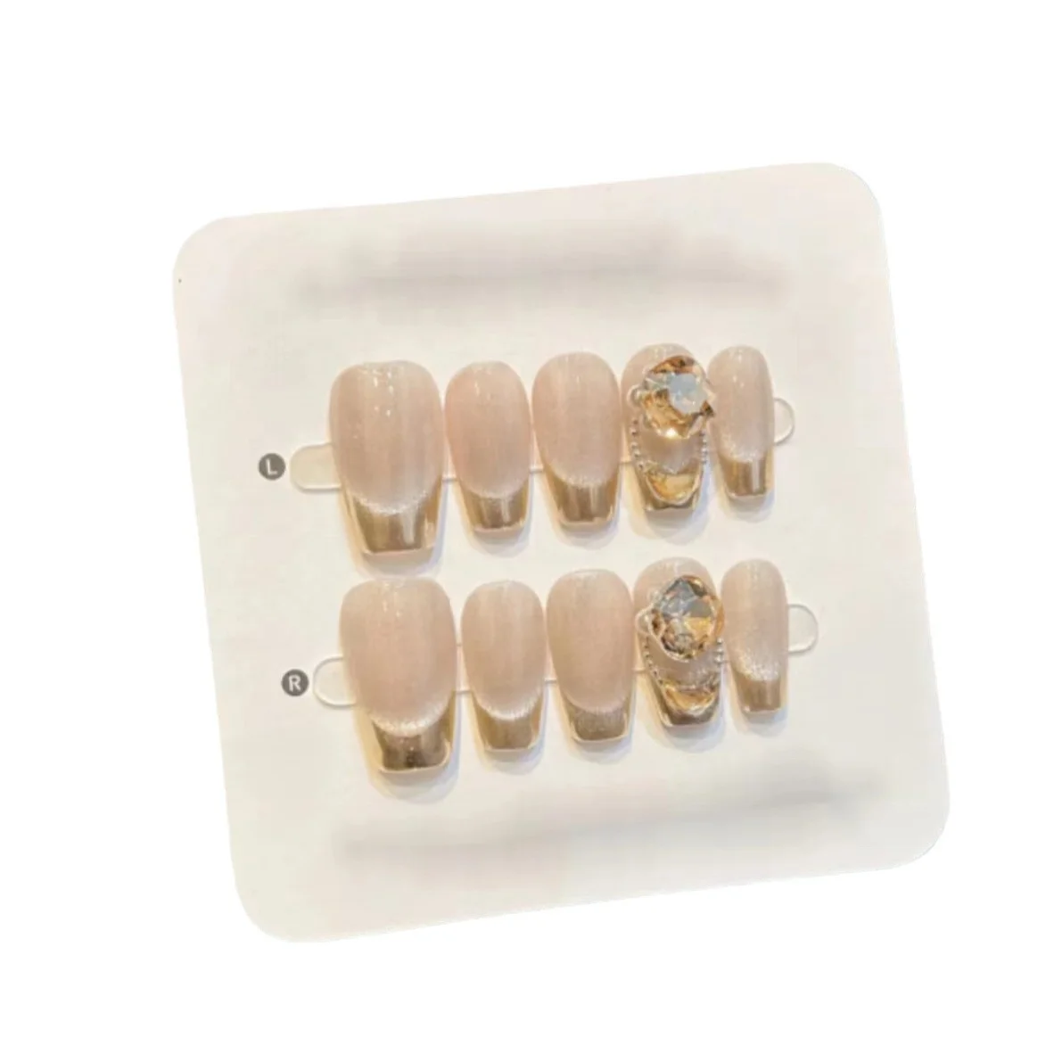 High Quality French Tips Coffin Designed Nails Wholesale Luxury Acrylic False Fingernails Supply Press On Nails With Glue