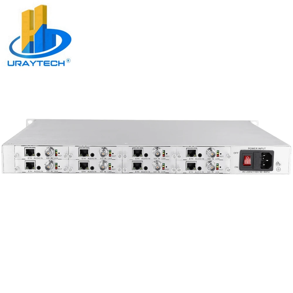 URay Tech 8 Channels HEVC H.265 encoder 8 ports H.264 SDI to IP Video Encoder For IPTV Live Streaming Encoder