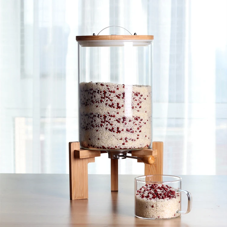 Rice  Large Glass Storage Jar Bulk Dry Food Rice Nuts Glass Coffee Bean Dispenser