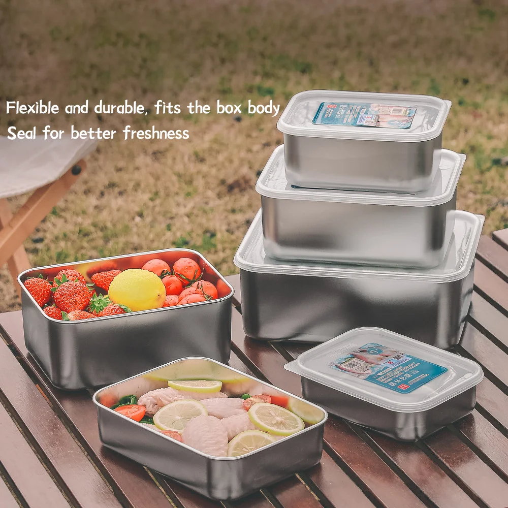 304 Stainless Steel Sealed Portable Lunch Box Camping Picnic Stainless Steel Crisper