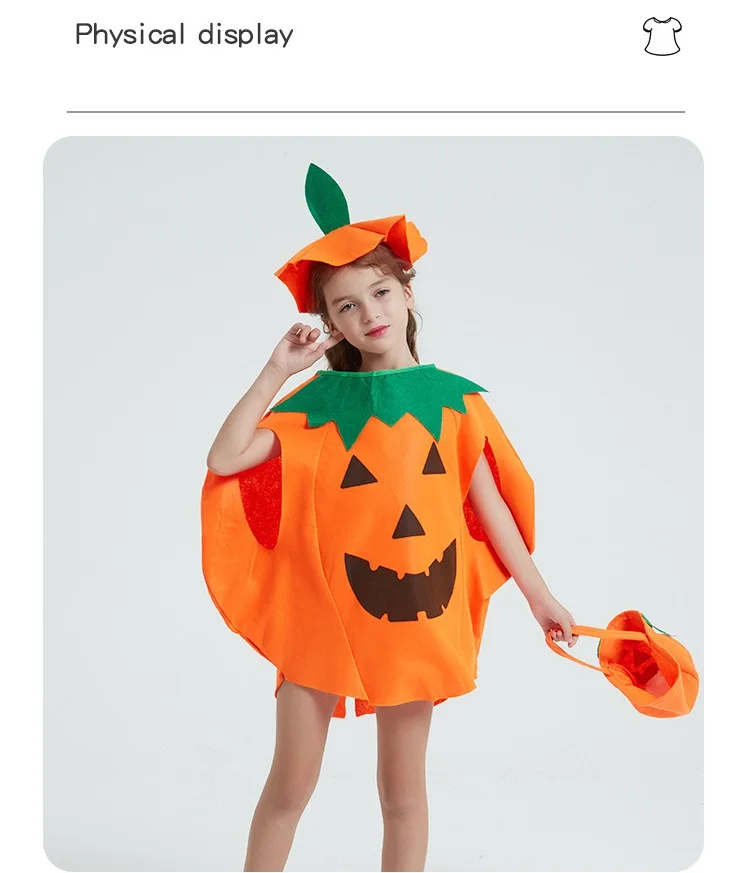 Halloween Princess Costume Pumpkin Costume for Kids Children Clothes Party