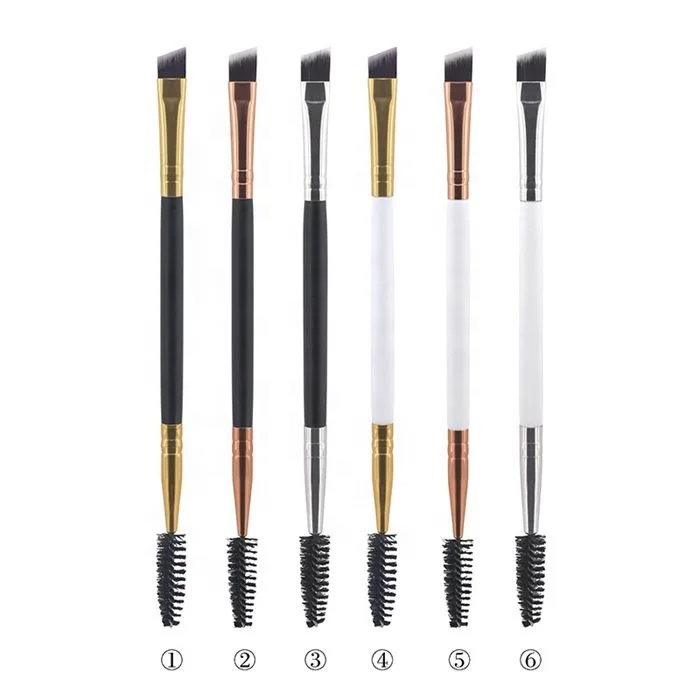 Low MOQ Makeup Tools Cosmetic Brushes Double End Makeup Brush Private Label Eyelash Eyebrow Brush