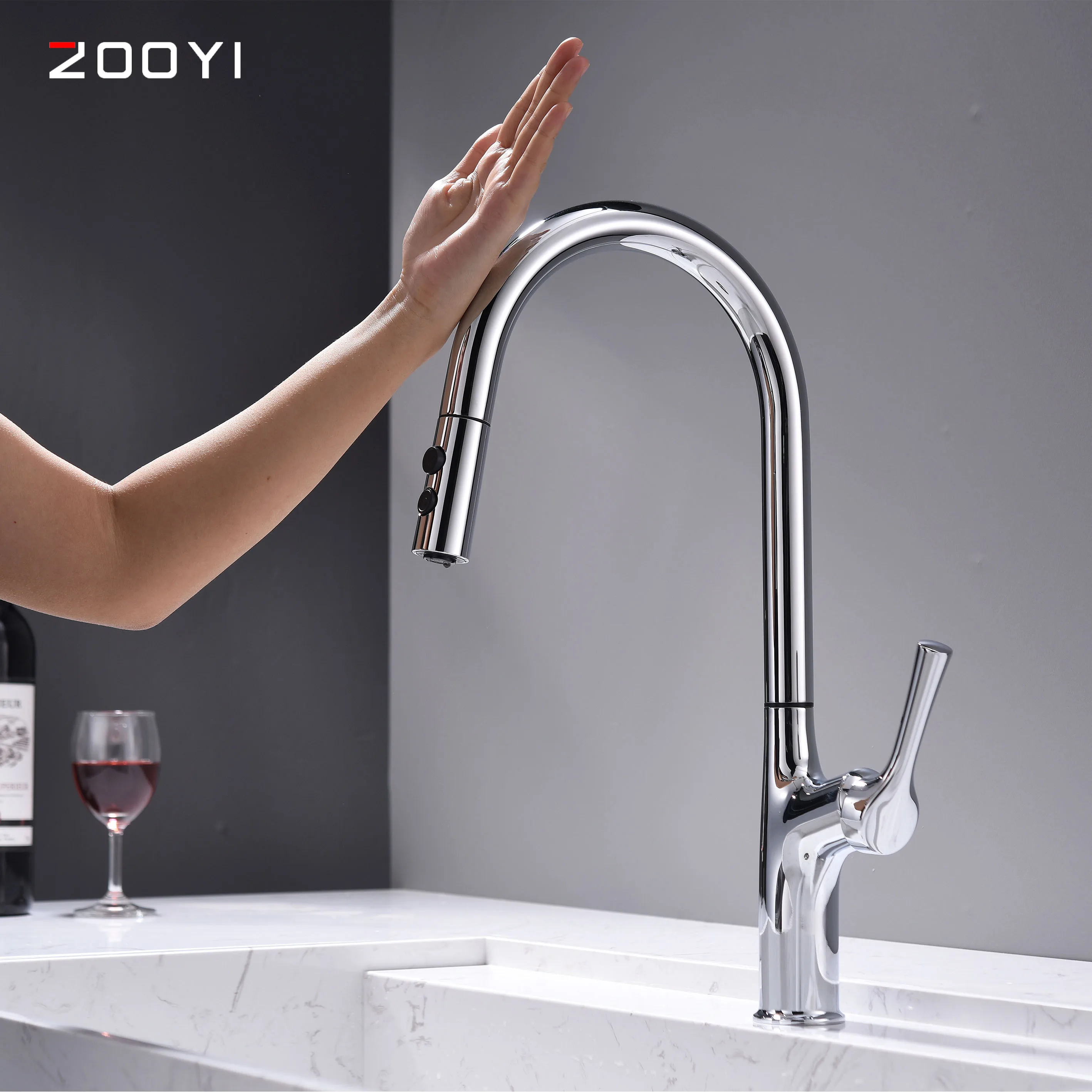 High quality flexible Pre-rinse touch hot and cold water kitchen faucet
