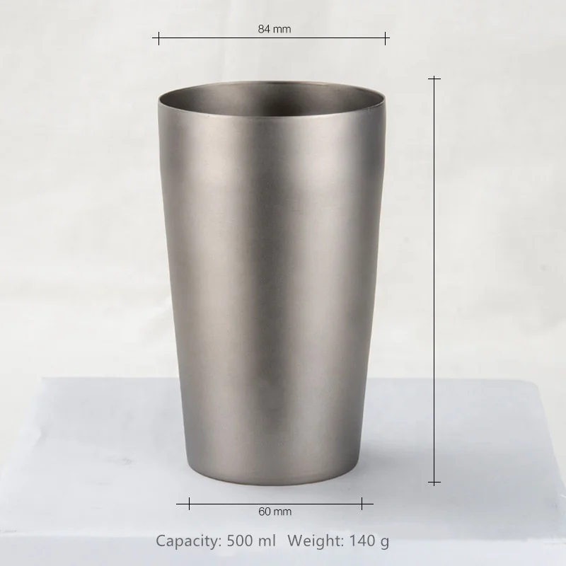 portable outdoor camping hiking double wall beer water mug pure titanium cup 300ml 500ml