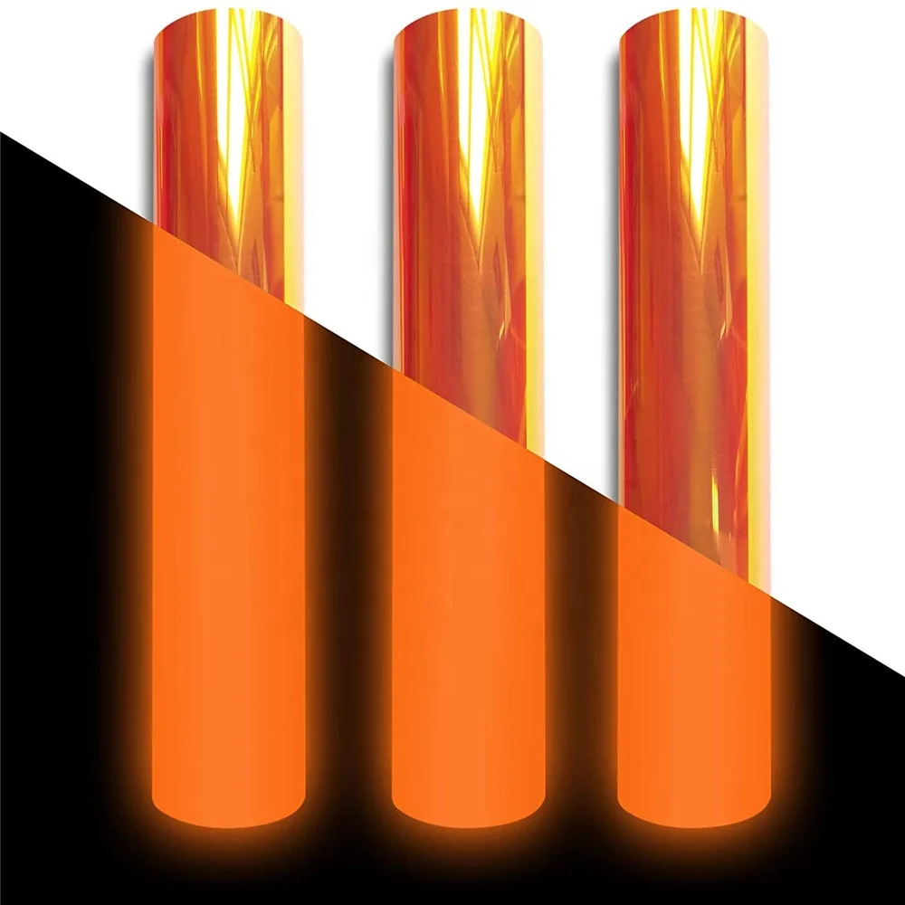 Светящийся в темноте виниловый переливающийся Розовый светящийся липкий ПЭТ термотрансферный виниловый рулон для одежды